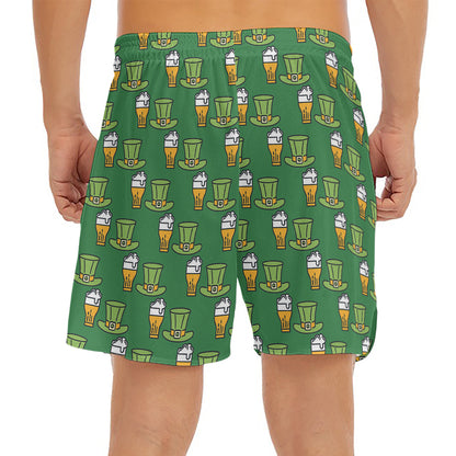 Cute Shamrock Saint Patrick's Day Print Men's Split Running Shorts