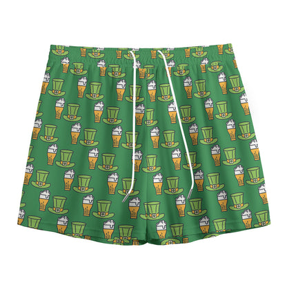 Cute Shamrock Saint Patrick's Day Print Mesh Shorts
