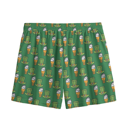 Cute Shamrock Saint Patrick's Day Print Mesh Shorts