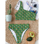 Cute Shamrock Saint Patrick's Day Print One Shoulder Bikini Top