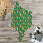 Cute Shamrock Saint Patrick's Day Print One Shoulder Bodysuit