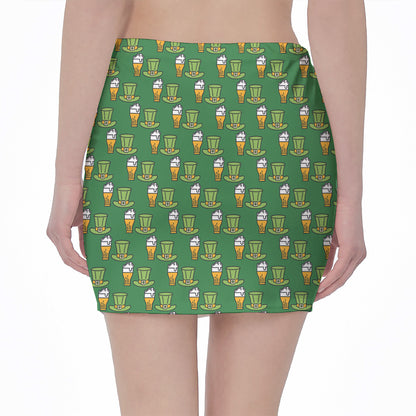 Cute Shamrock Saint Patrick's Day Print Pencil Mini Skirt