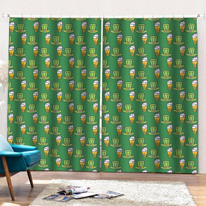 Cute Shamrock Saint Patrick's Day Print Pencil Pleat Curtains