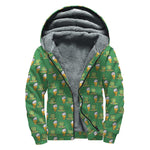 Cute Shamrock Saint Patrick's Day Print Sherpa Lined Zip Up Hoodie