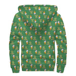 Cute Shamrock Saint Patrick's Day Print Sherpa Lined Zip Up Hoodie