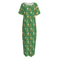 Cute Shamrock Saint Patrick's Day Print Short Sleeve Long Nightdress