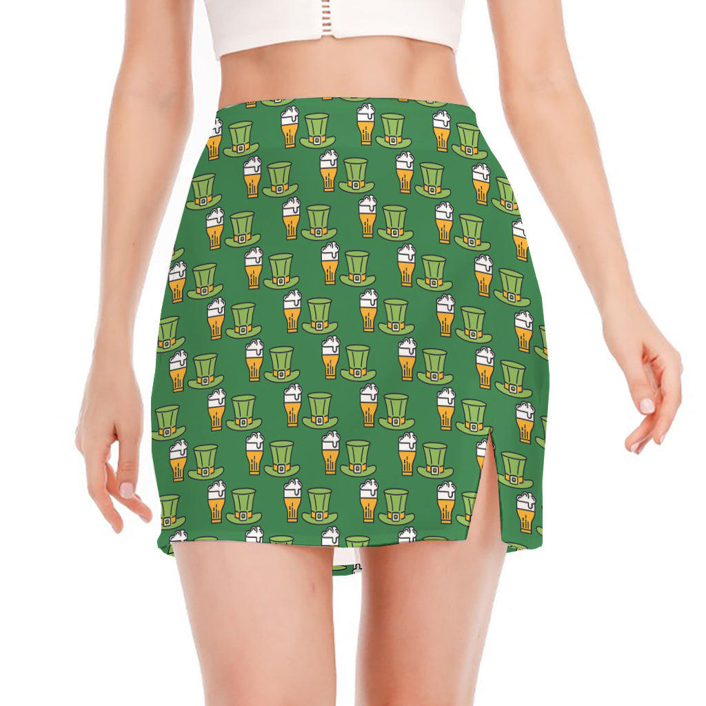 Cute Shamrock Saint Patrick's Day Print Side Slit Mini Skirt