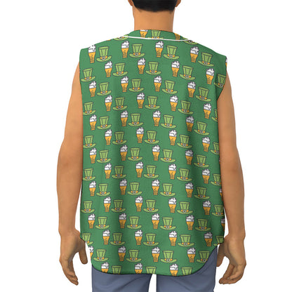 Cute Shamrock Saint Patrick's Day Print Sleeveless Baseball Jersey