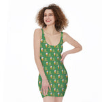 Cute Shamrock Saint Patrick's Day Print Sleeveless Bodycon Dress