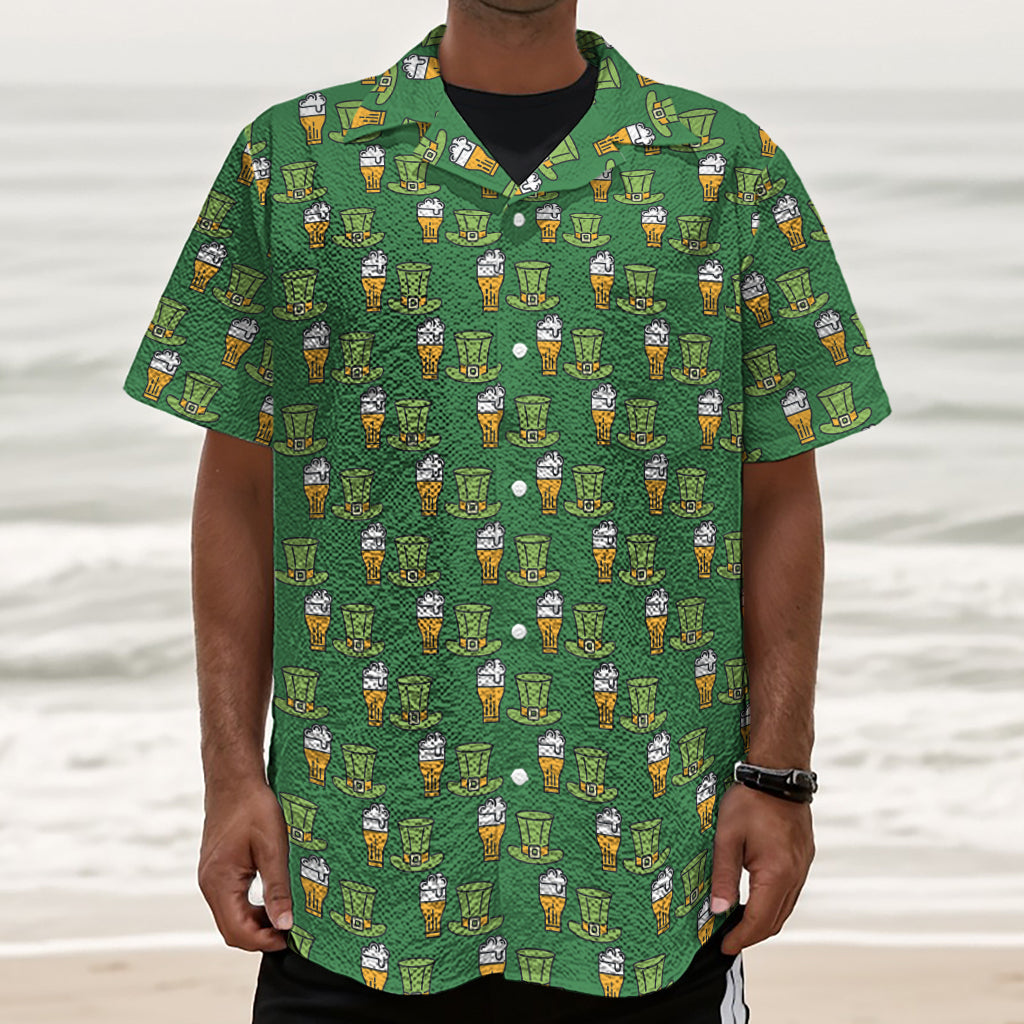 Cute Shamrock Saint Patrick's Day Print Textured Short Sleeve Shirt