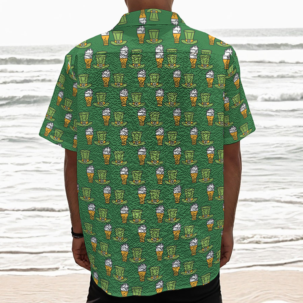 Cute Shamrock Saint Patrick's Day Print Textured Short Sleeve Shirt