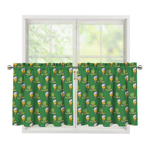 Cute Shamrock Saint Patrick's Day Print Tier Curtains