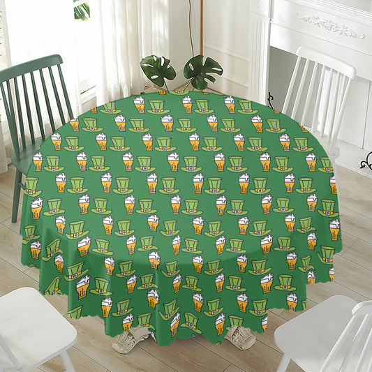 Cute Shamrock Saint Patrick's Day Print Waterproof Round Tablecloth