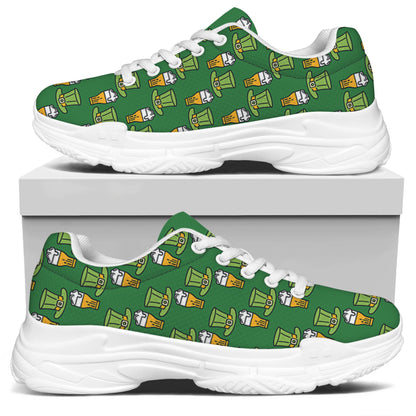 Cute Shamrock Saint Patrick's Day Print White Chunky Shoes