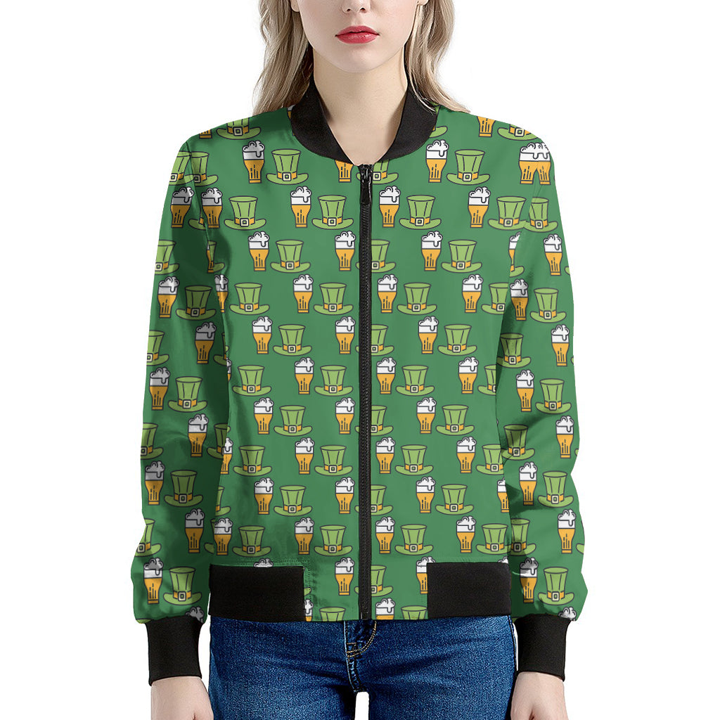 Cute Shamrock Saint Patrick's Day Print Women's Bomber Jacket