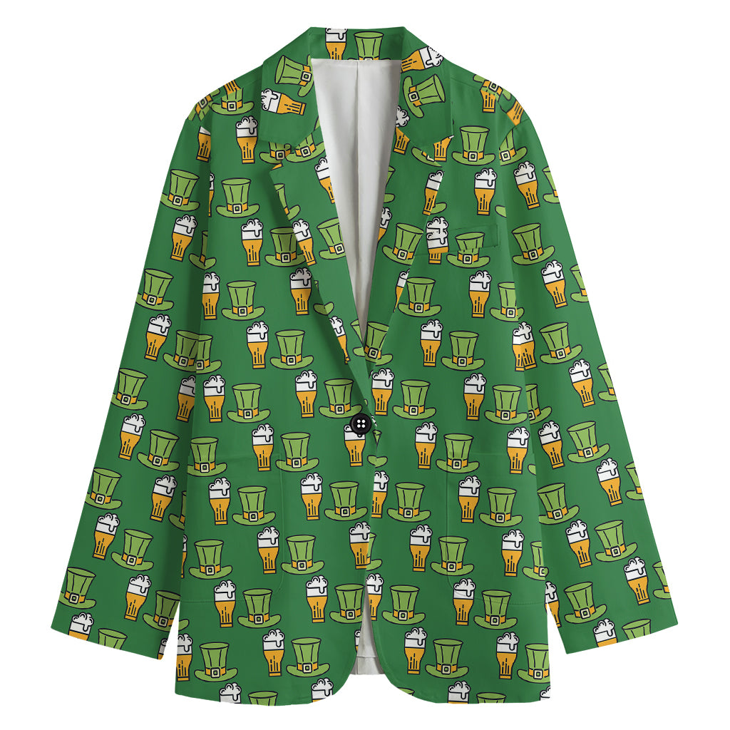 Cute Shamrock Saint Patrick's Day Print Women's Cotton Blazer