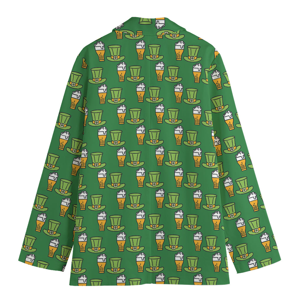 Cute Shamrock Saint Patrick's Day Print Women's Cotton Blazer