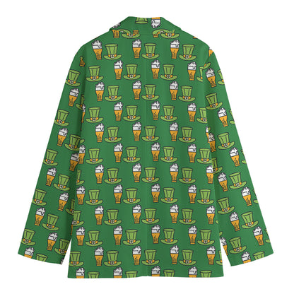 Cute Shamrock Saint Patrick's Day Print Women's Cotton Blazer