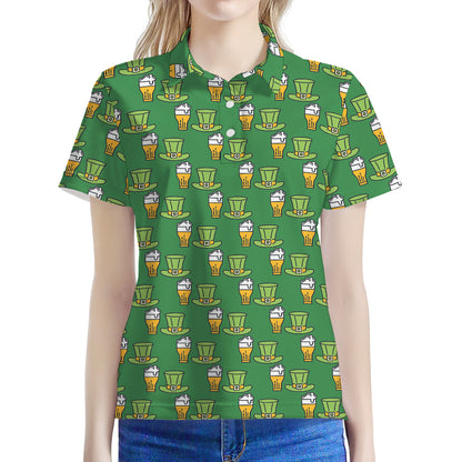 Cute Shamrock Saint Patrick's Day Print Women's Polo Shirt