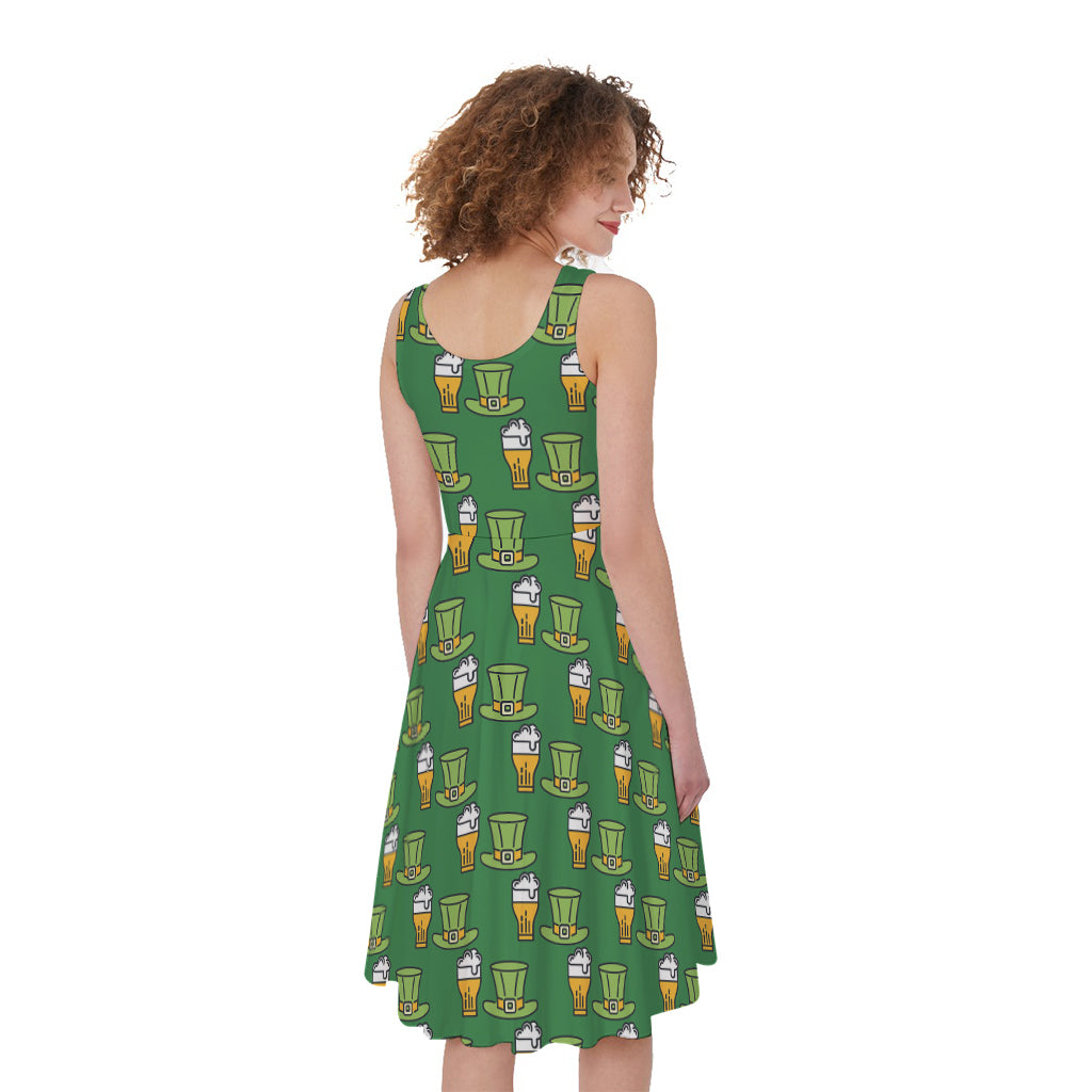 Cute Shamrock Saint Patrick's Day Print Women's Sleeveless Dress