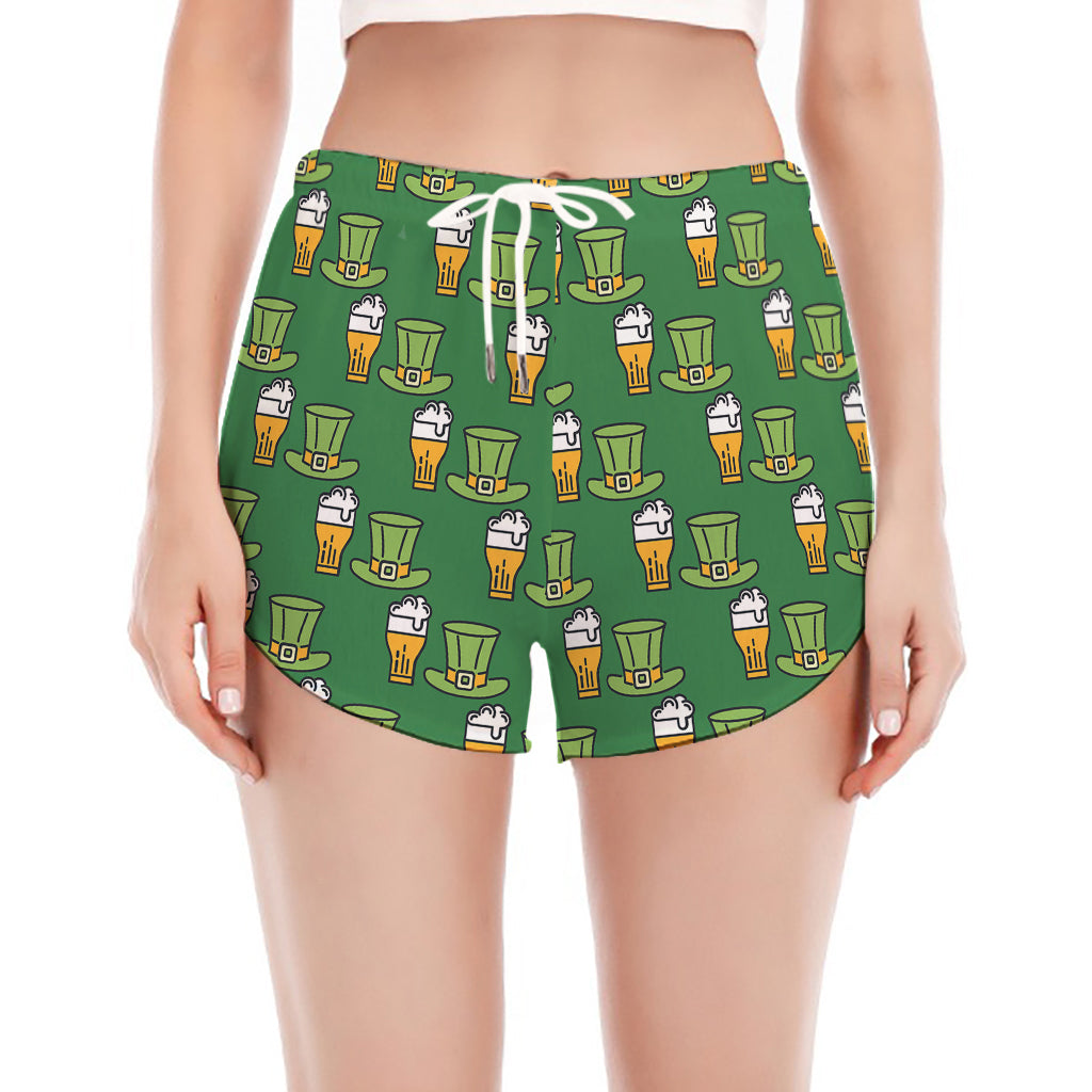 Cute Shamrock Saint Patrick's Day Print Women's Split Running Shorts