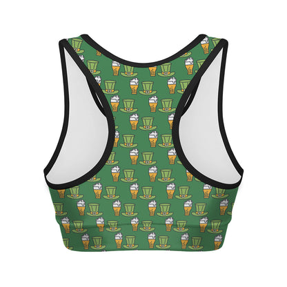 Cute Shamrock Saint Patrick's Day Print Women's Sports Bra