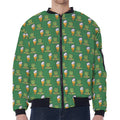 Cute Shamrock Saint Patrick's Day Print Zip Sleeve Bomber Jacket