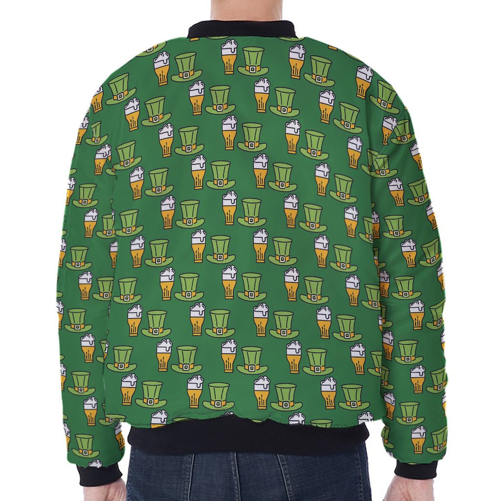 Cute Shamrock Saint Patrick's Day Print Zip Sleeve Bomber Jacket