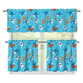 Cute Shark Pattern Print 3 Piece Kitchen Curtains