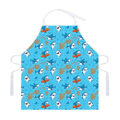 Cute Shark Pattern Print Adjustable Apron