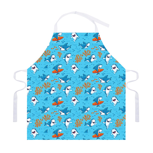 Cute Shark Pattern Print Adjustable Apron