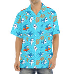 Cute Shark Pattern Print Aloha Shirt