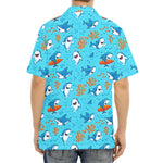 Cute Shark Pattern Print Aloha Shirt