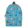Cute Shark Pattern Print School Backpack