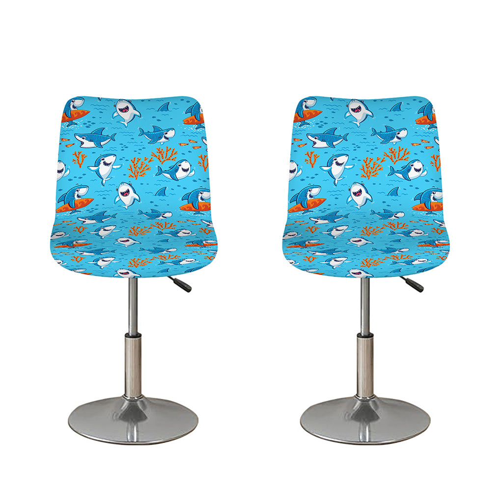 Cute Shark Pattern Print Bar Stool Covers