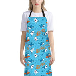 Cute Shark Pattern Print Bib Apron With Pocket