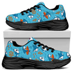 Cute Shark Pattern Print Black Chunky Shoes