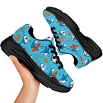 Cute Shark Pattern Print Black Chunky Shoes