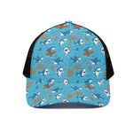Cute Shark Pattern Print Black Mesh Trucker Cap