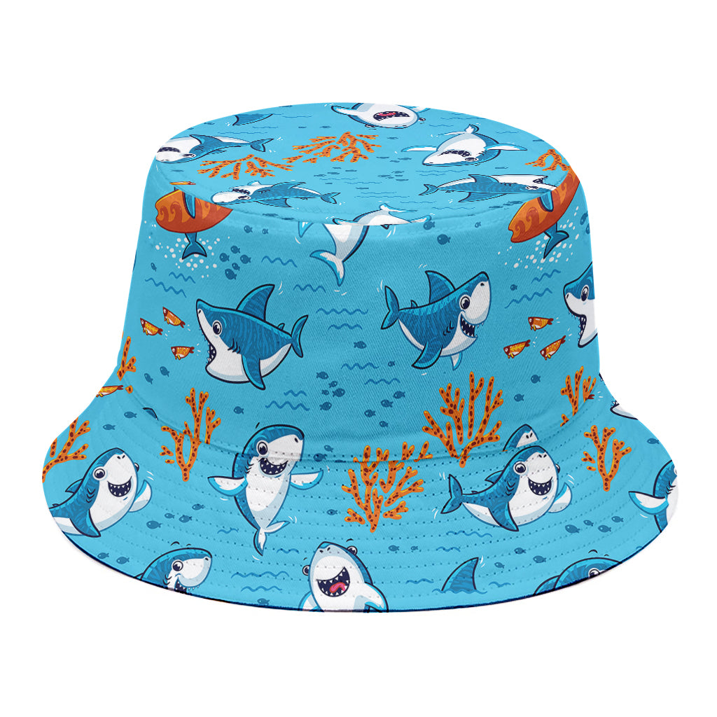 Cute Shark Pattern Print Bucket Hat