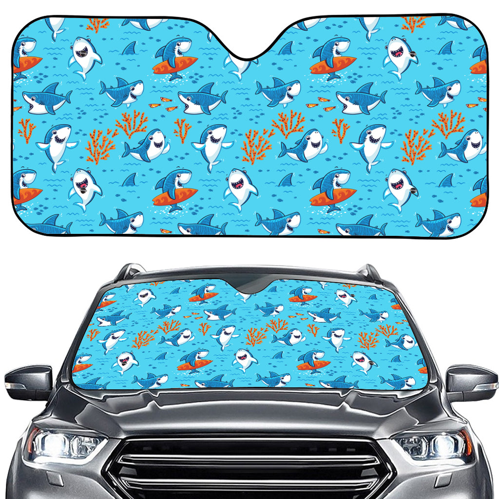 Cute Shark Pattern Print Car Windshield Sun Shade