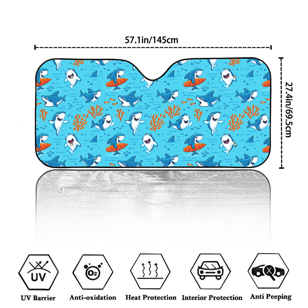 Cute Shark Pattern Print Car Windshield Sun Shade