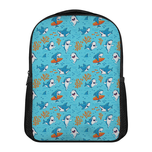 Cute Shark Pattern Print Casual Backpack