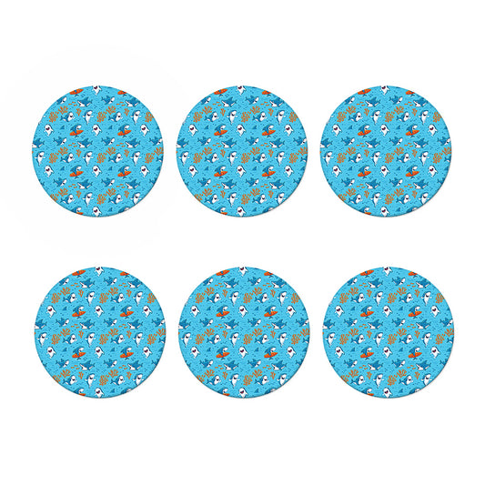 Cute Shark Pattern Print Coaster Set