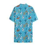 Cute Shark Pattern Print Cotton Hawaiian Shirt