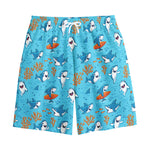 Cute Shark Pattern Print Cotton Shorts