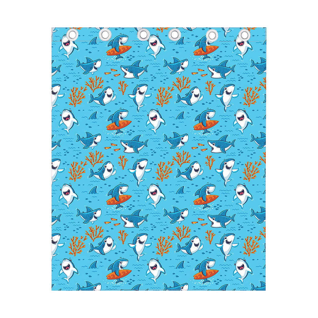 Cute Shark Pattern Print Curtain