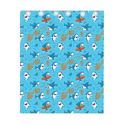 Cute Shark Pattern Print Curtain