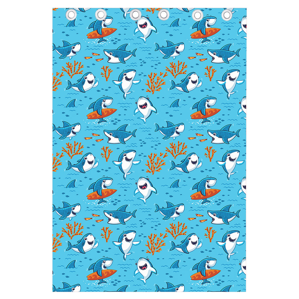 Cute Shark Pattern Print Curtain