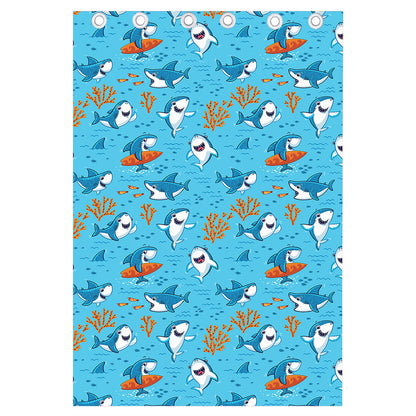 Cute Shark Pattern Print Curtain